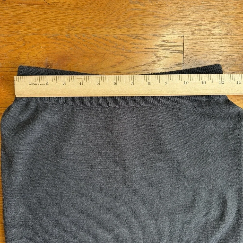 Callahan‎ Knitwear Knit Pull on Midi Skirt Small Petite Charcoal Gray Side Split